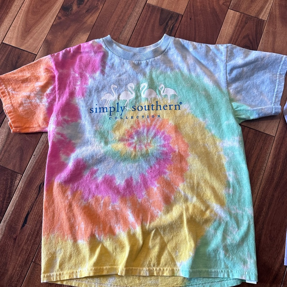 Simply southern lot of 2 youth small t-shirts ss tie-dye and ls purple. - Picture 2 of 8